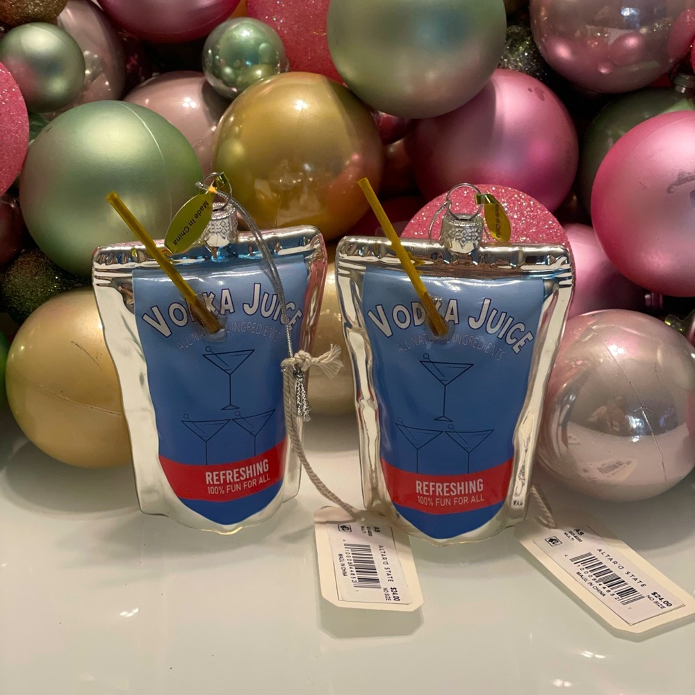 Altar’d State Vodka Juice Capri Sun funny glass ornament set